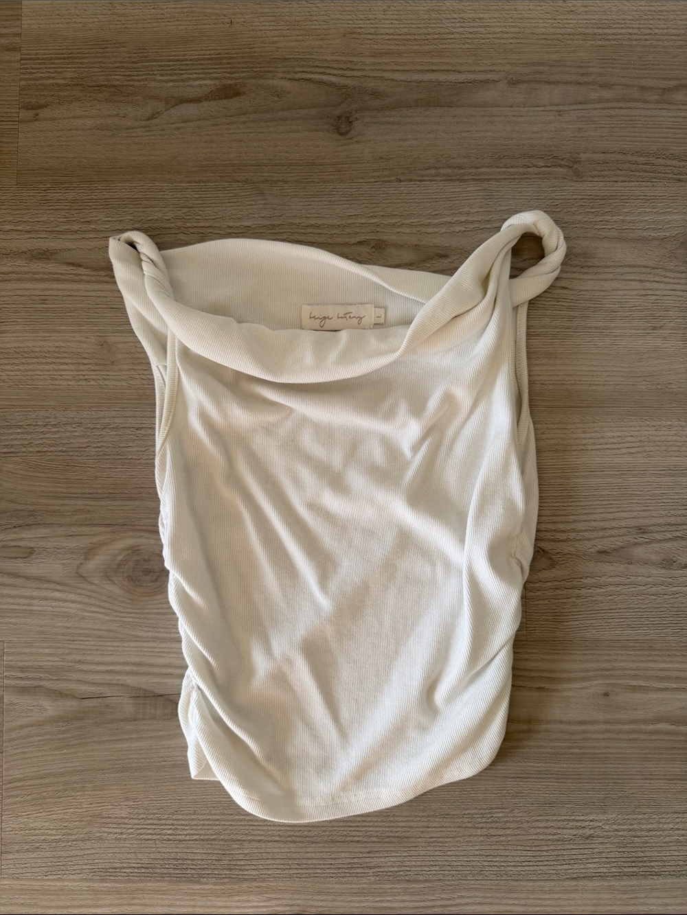 Beige Botany Twist Strap Tank Top